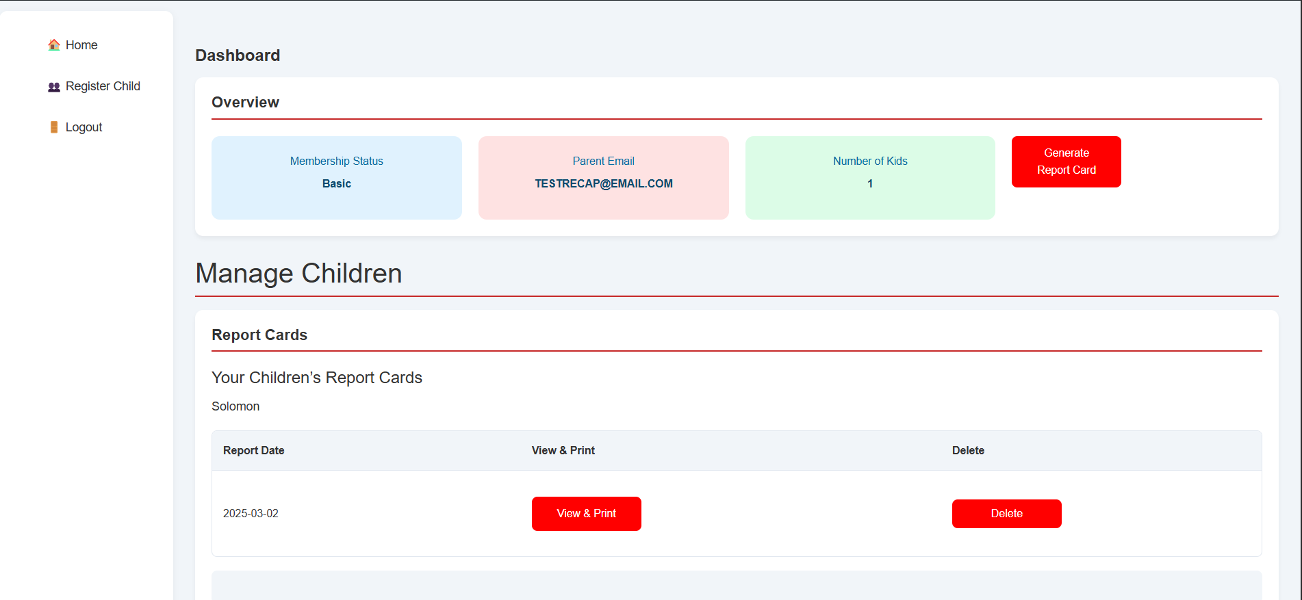 Santa Report Card Dashboard Screenshot
