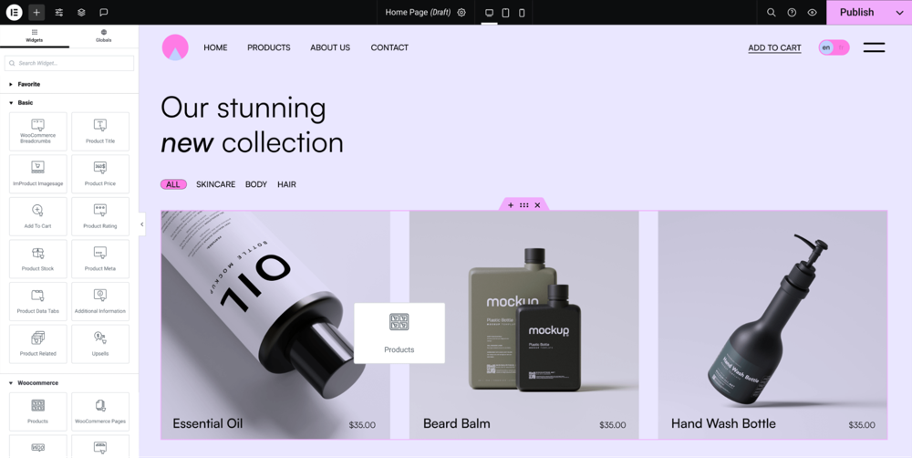 image of WooCommerce theme editor